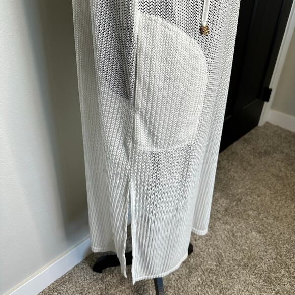 NWT Blue Island Beach Herringbone Laser-Cut Maxi Cover-Up Hoodie – Size L - Picture 4 of 10